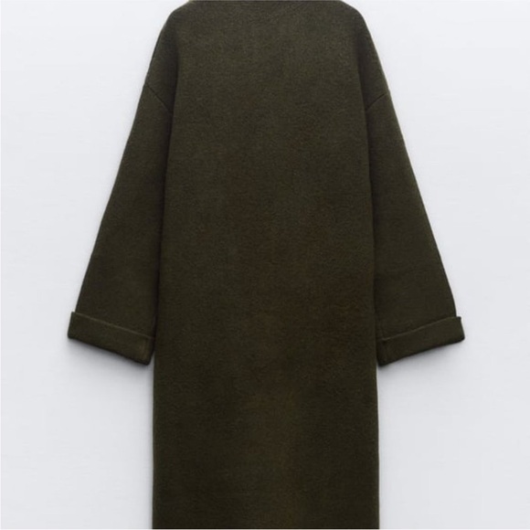 Zara Oversized Khaki Olive Green Long Sweater Coat size Medium NWOT - Picture 4 of 10
